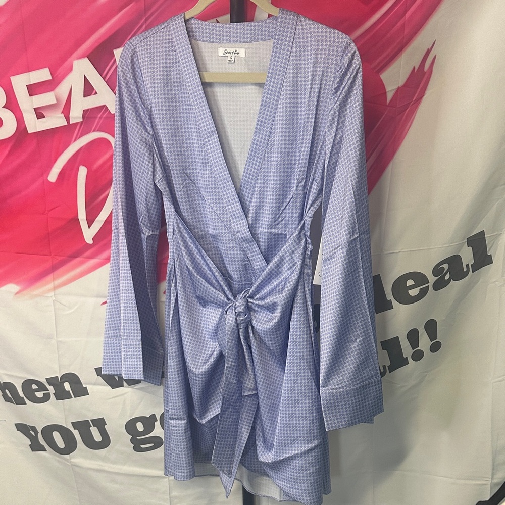 Blue Wrap Dress with Tie Front from Shades of rose NWT SIZE S